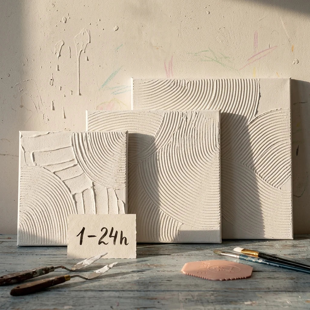 3D paste reliefs air-dry in 1 to 24 hours