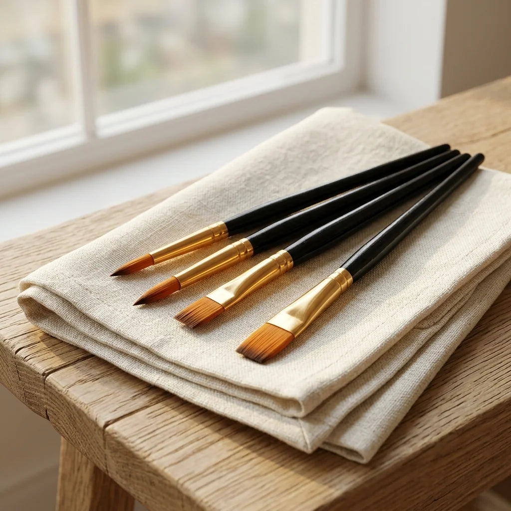 Drying brushes flat on a cloth