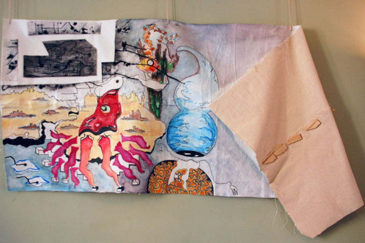 Painting on unframed canvas from a roll