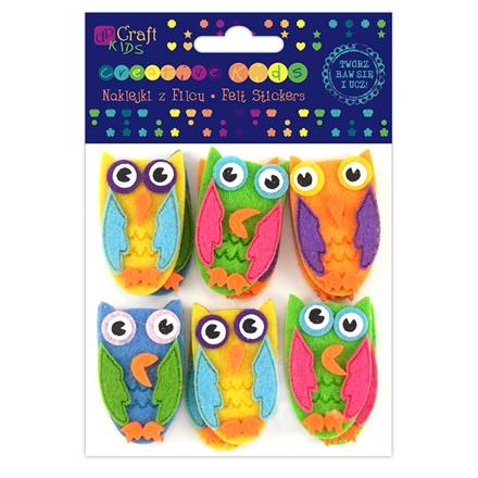 3D Felt Stickers, Owls, Set of 12