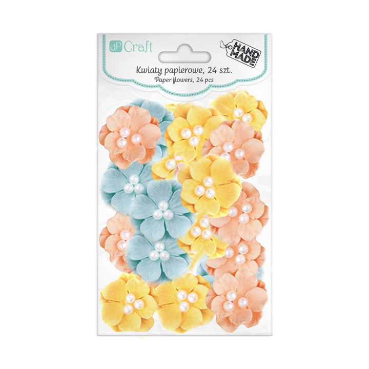 3D Paper Pastel Flowers, Set of 24 Pieces