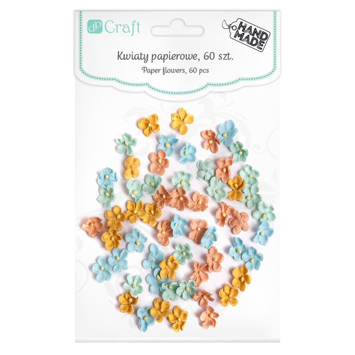 3D Paper Pastel Flowers, Set of 60 Pieces