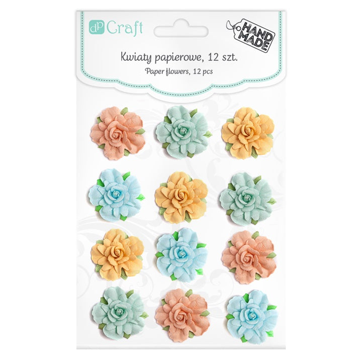 3D Pastel Paper Flowers, Set of 12 Pieces
