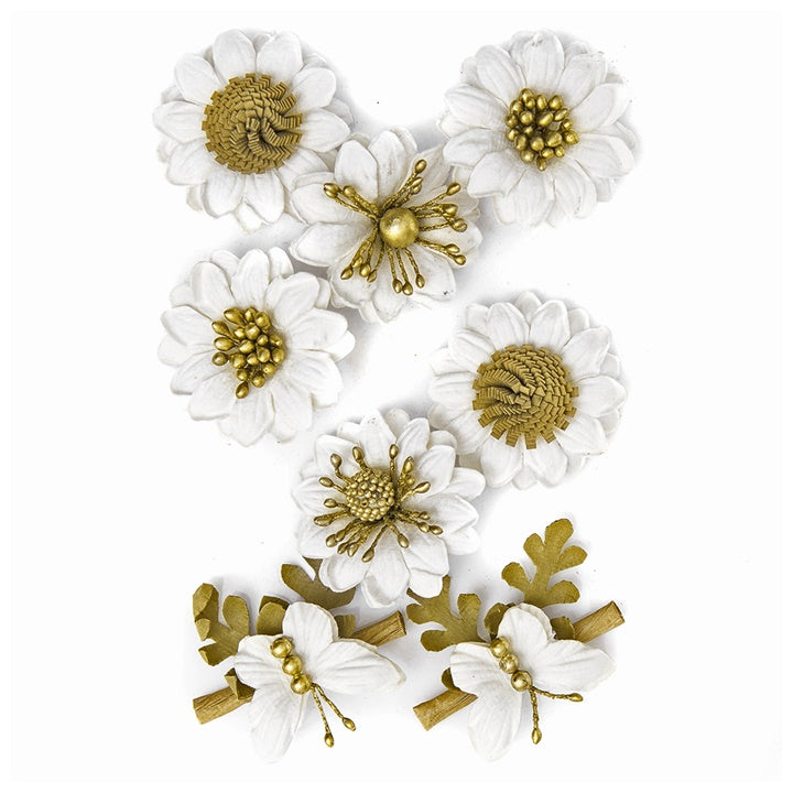 3D White Paper Flowers / Set of 8 Pieces