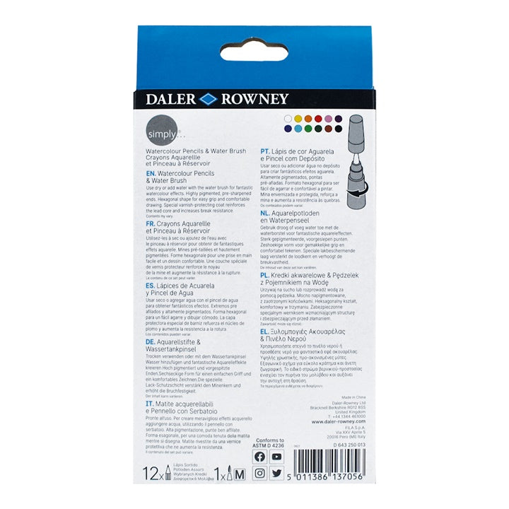 Set od 12 akvarelnih olovaka Daler Rowney s vodenim kistom
