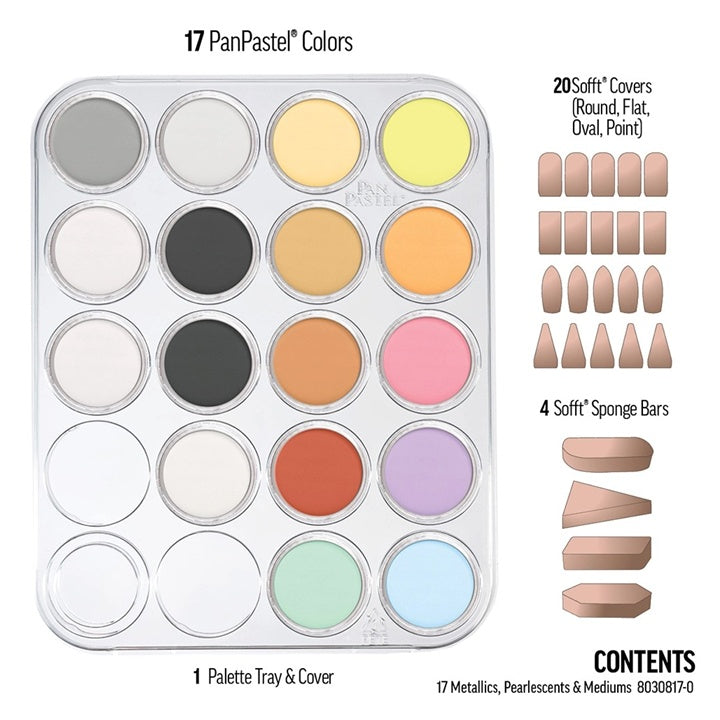 PanPastel Metalik i sedefasti set pastela sa zlatnim medijumima - 17 kom