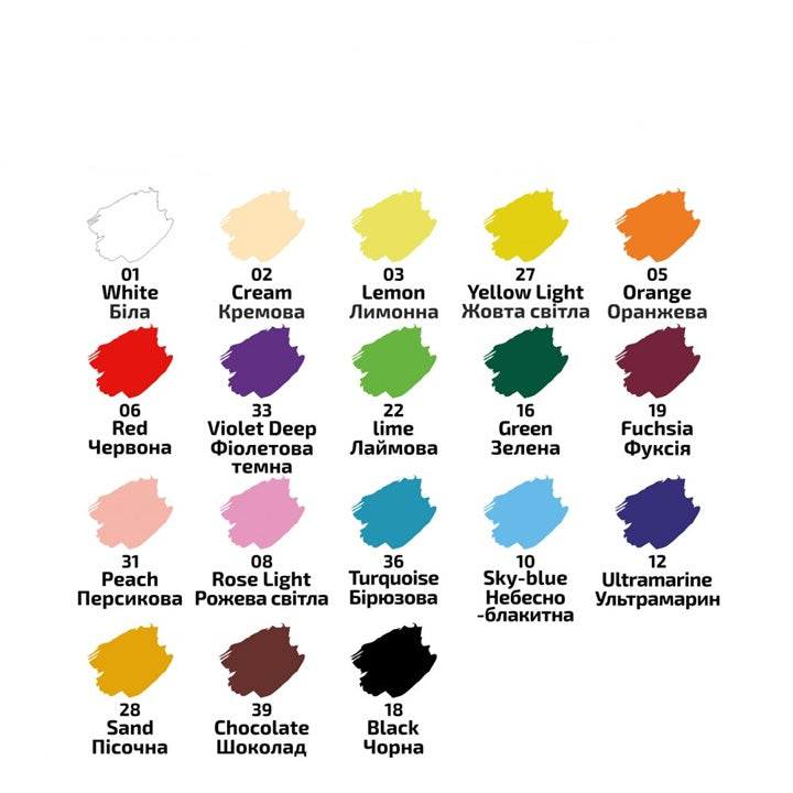 ROSA akrilne boje za tekstil 18x20 ml