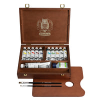 Acrylic paint set Schmincke PRIMAcryl wooden box 10 x 35 ml + 150 ml white + brushes