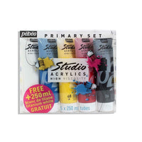 Акрилни бои Pebeo Studio Acrylic - основен комплект 5 x 250 ml — изображение 1