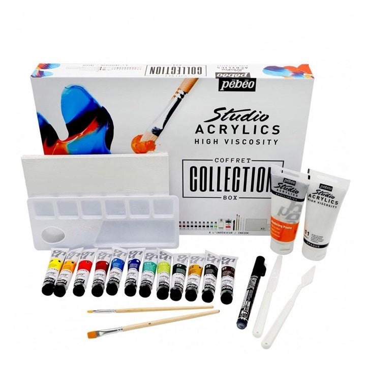Акрилни бои Pebeo Studio acrylics Box с аксесоари - 23 части — изображение 1