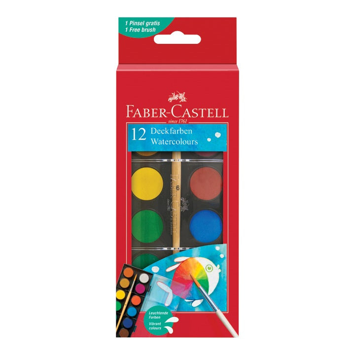 Акварели FABER-CASTELL 12 цвята - 30 мм — изображение 1