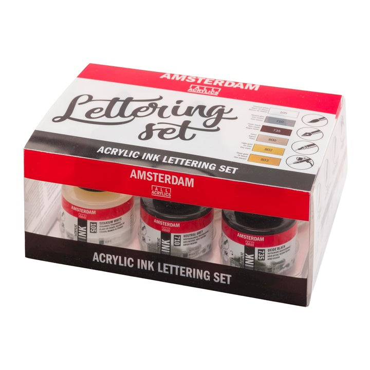 Amsterdam Acrylic Ink Lettering Set, 6 x 30 ml