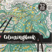 Antistress Coloring Book Green Horse, 32 Pages