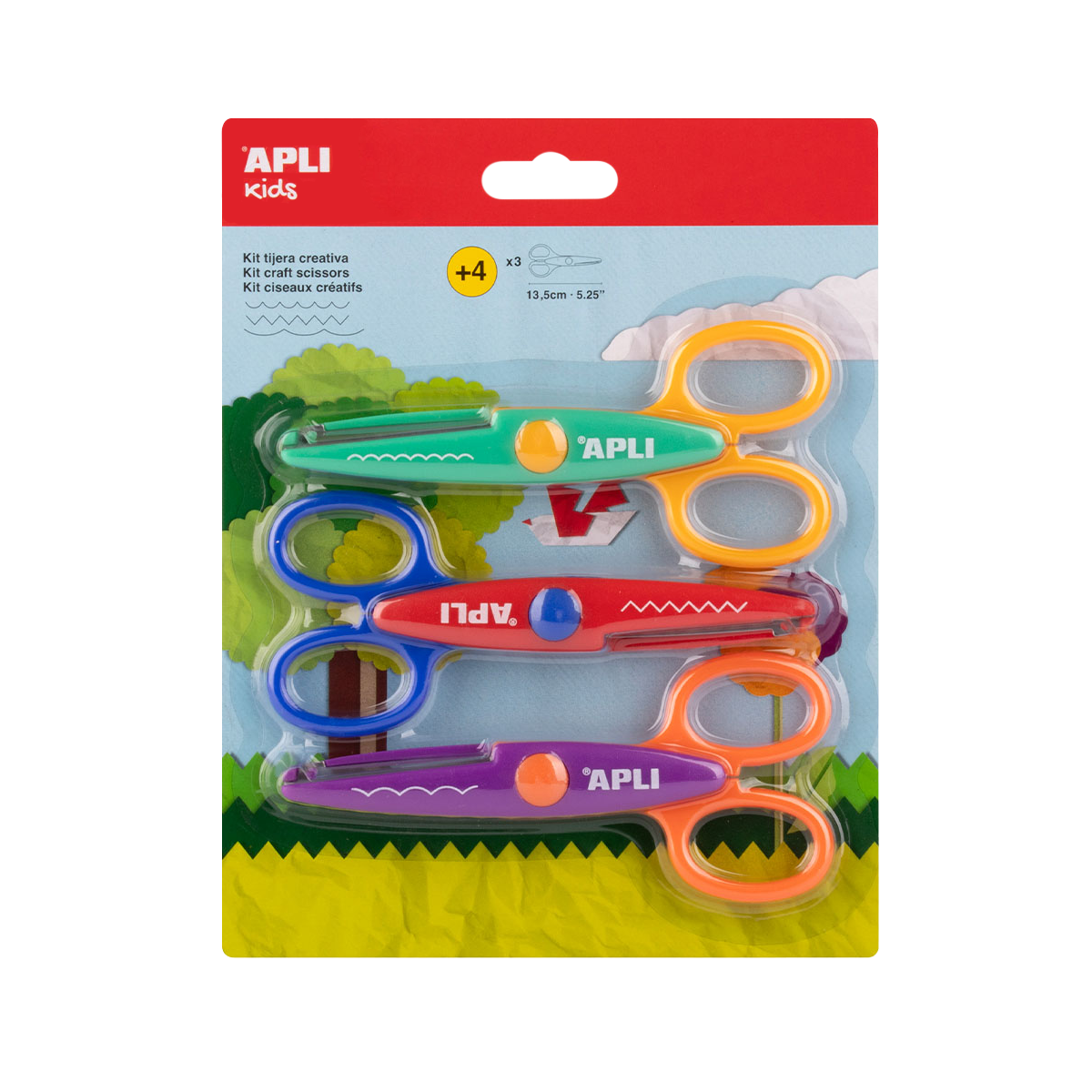 APLI Creative Scissors 13,5 cm, Round Tip, Symmetrical – set, 3 pcs