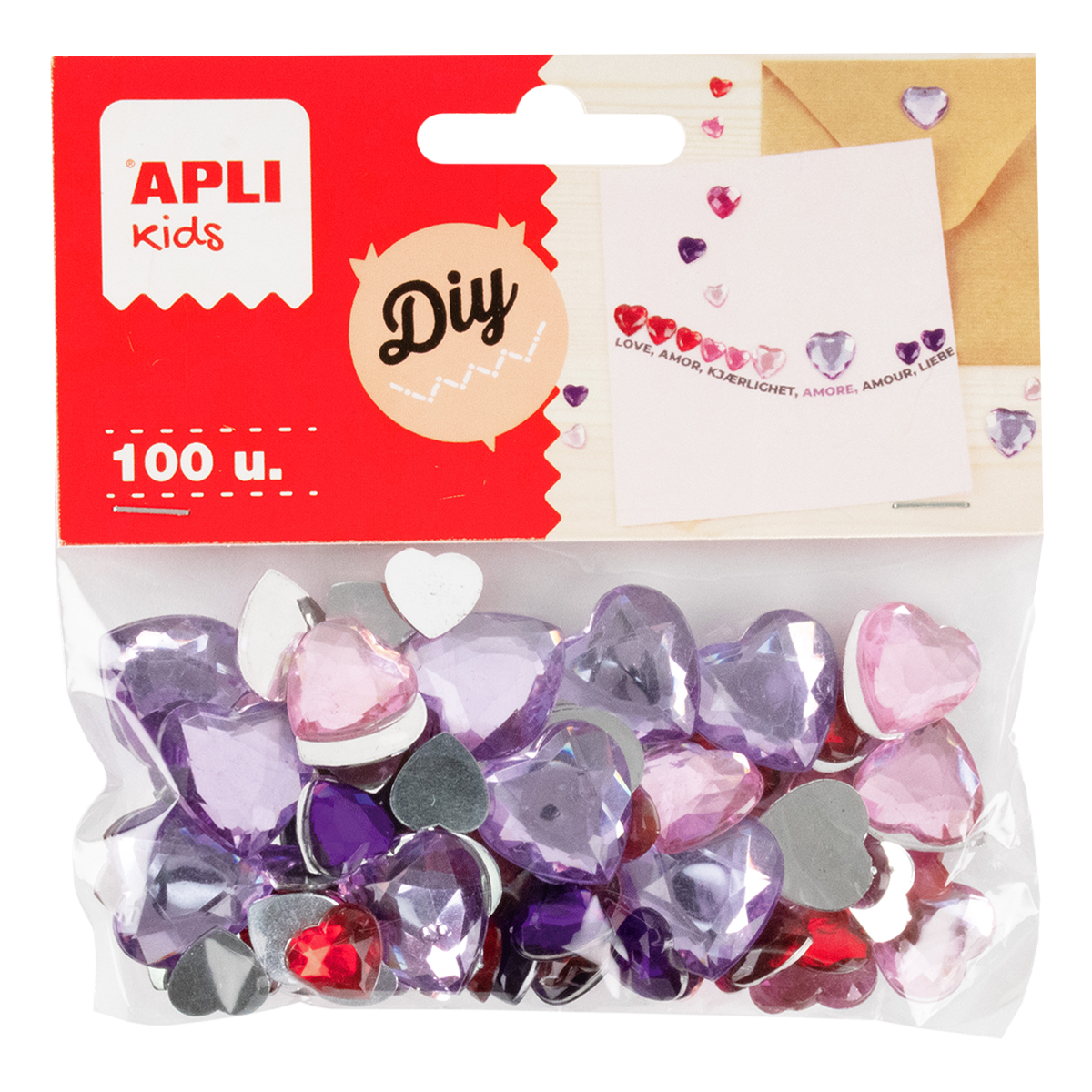 APLI Decorative Acrylic Rhinestones - 100 pcs – hearts