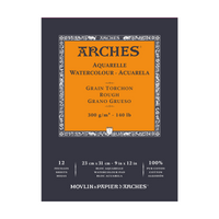 ARCHES Aquarelle Rough-Grain Natural White Watercolor Pad, 300 g/m², 12 Sheets