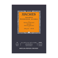 ARCHES Aquarelle Rough-Grain Natural White Watercolor Pad, 300 g/m², 12 Sheets