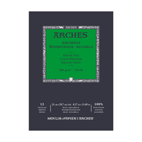 ARCHES Fine-Grain Cold-Pressed Natural White Watercolor Pad, 300 g/m², 12 Sheets (Sizes A5–A3)