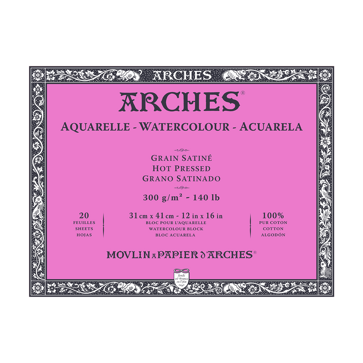 ARCHES HP Watercolor Pad, Natural White, 300 g/m², 20 Sheets