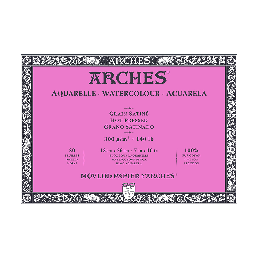 ARCHES HP Watercolor Pad, Natural White, 300 g/m², 20 Sheets