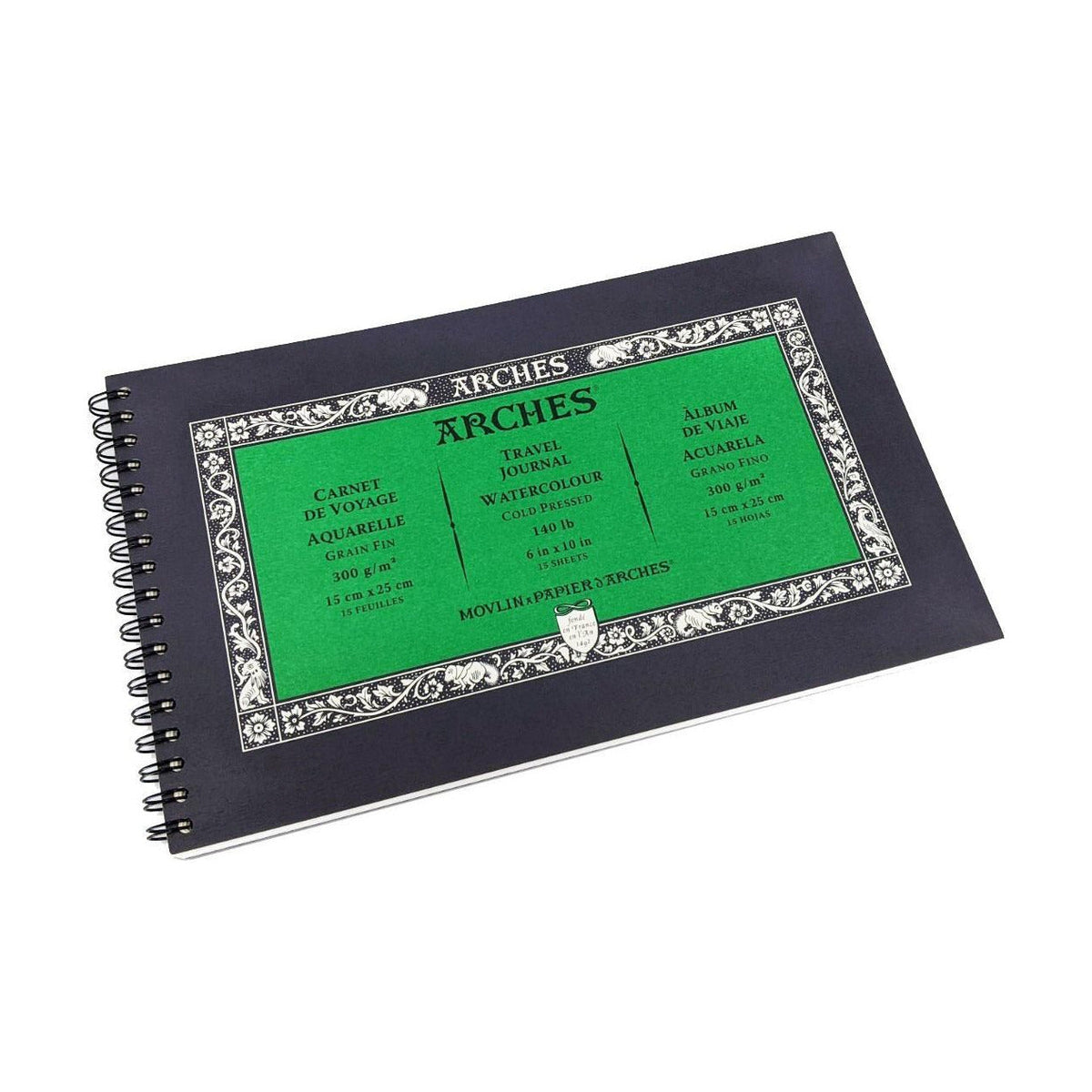 ARCHES Watercolor Pad, Cold-Pressed, 300 g/m², 15 x 25 cm, 15 Sheets, Spiral Bound
