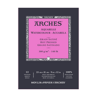 ARCHES Watercolor Pad, Smooth HP, Natural White, 300 g/m², A5–A3, 12 Sheets