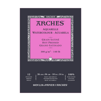 ARCHES Watercolor Pad, Smooth HP, Natural White, 300 g/m², A5–A3, 12 Sheets