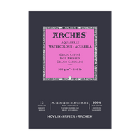 ARCHES Watercolor Pad, Smooth HP, Natural White, 300 g/m², A5–A3, 12 Sheets