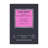 ARCHES Watercolor Pad, Smooth HP, Natural White, 300 g/m², A5–A3, 12 Sheets
