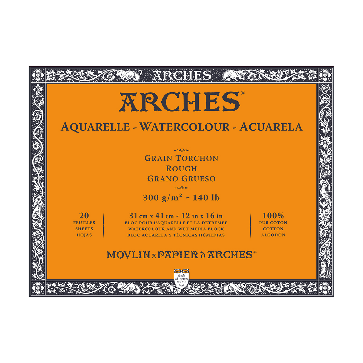ARCHES Watercolour Block Rough Natural White 300 g/m² 10 – 31 cm - 20 sheets