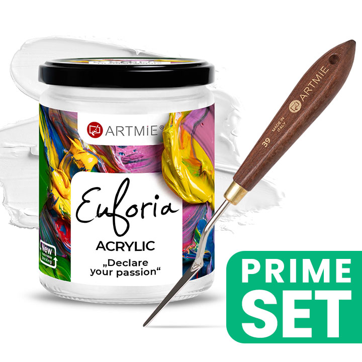 ARTMIE Euforia Titanium White Комплект акрилни бои и шпатула за художници — изображение 1