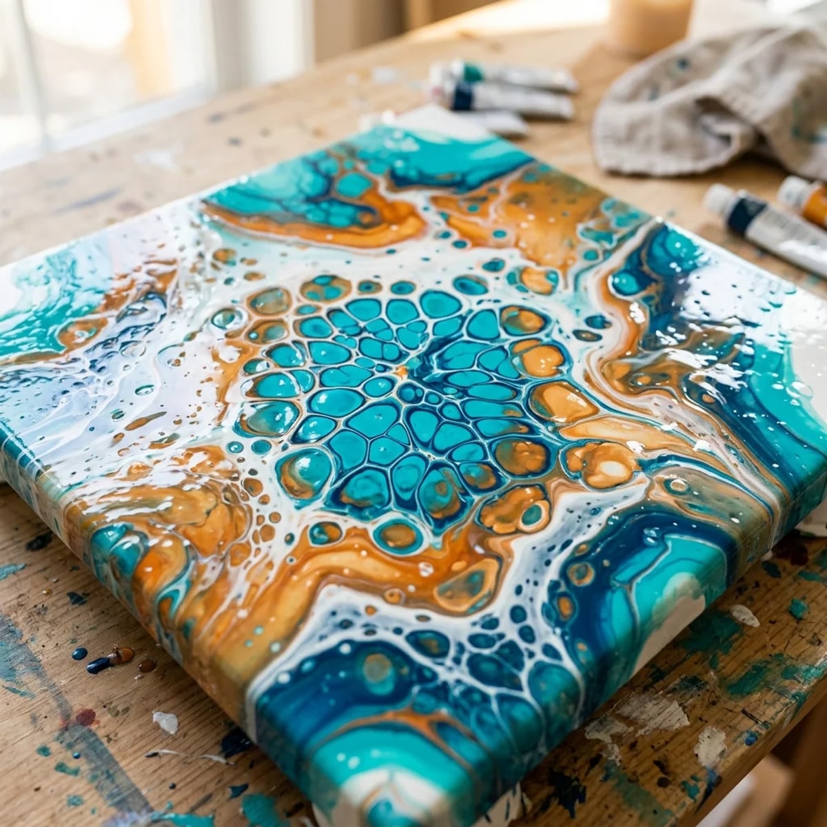 Cell effect achieved with ARTMIE Abstract waves pouring medium