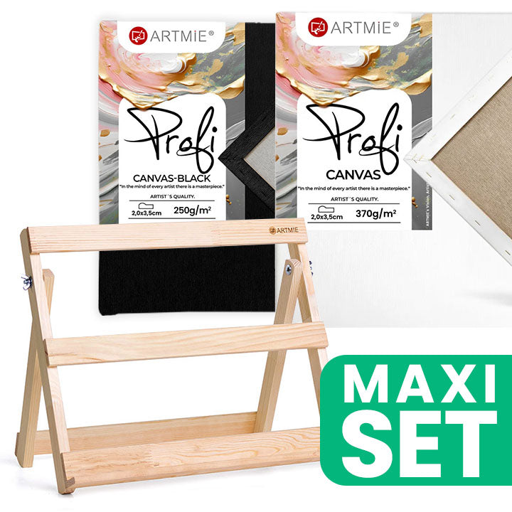 ARTMiE Tabletop Easel Set with Black and White PROFI Canvases 40x30 cm