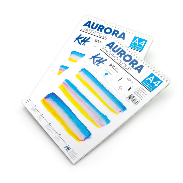 AURORA Cold Press Spiral-Bound Watercolor Pad, 12 Sheets | Various Formats — Image 1