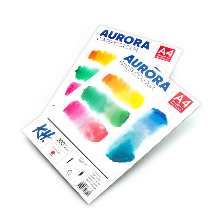 AURORA Watercolor Pad, Hot Press, 12 Sheets | various formats — image 3