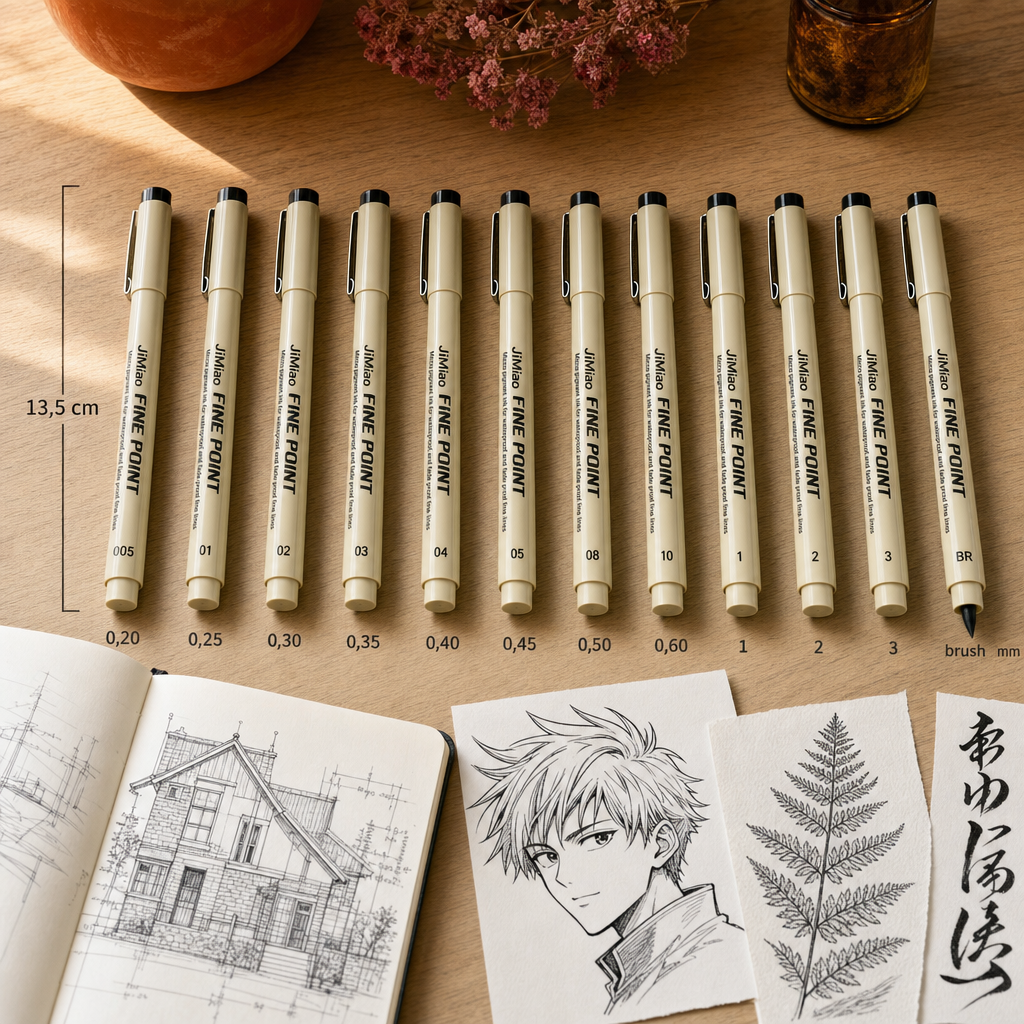 Black Fine Line Drawing Pen Fineliner, tip 0.20 – 3 mm