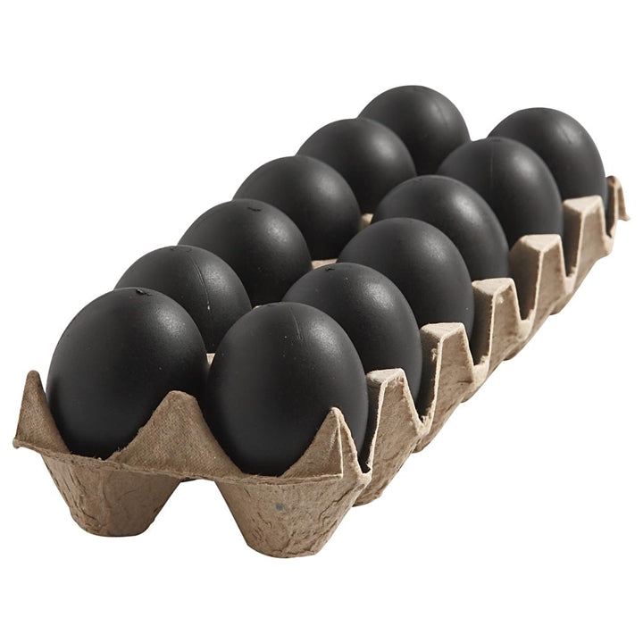 Black Plastic Eggs, 12 pcs / 6 cm