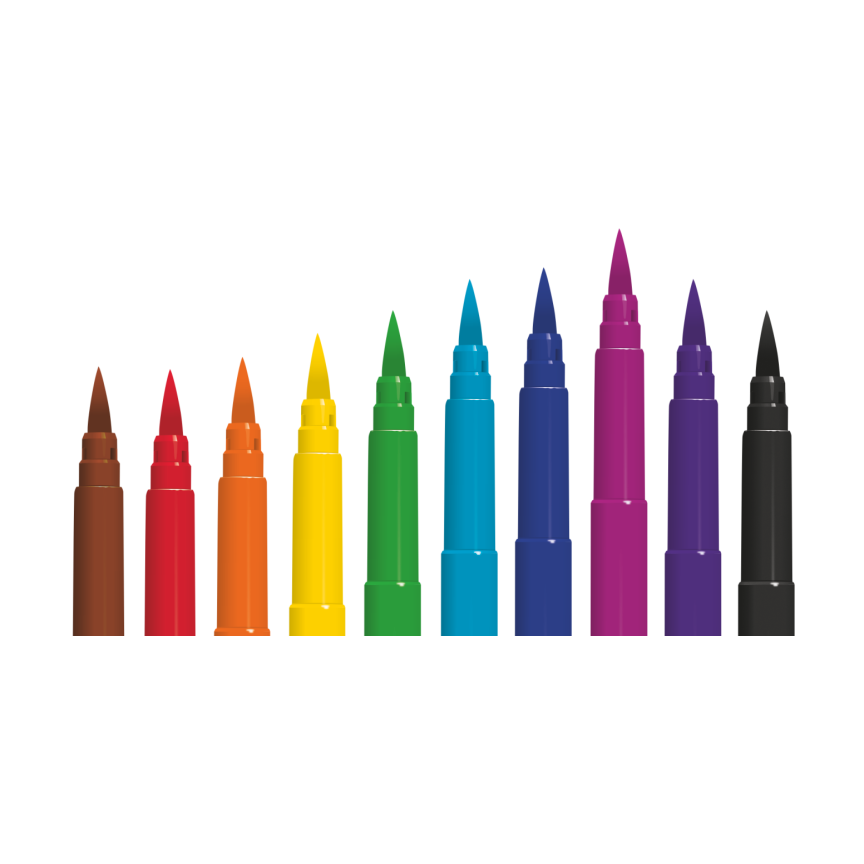 Brush Markers Colorino with Long Brush Tip – 10 Colors