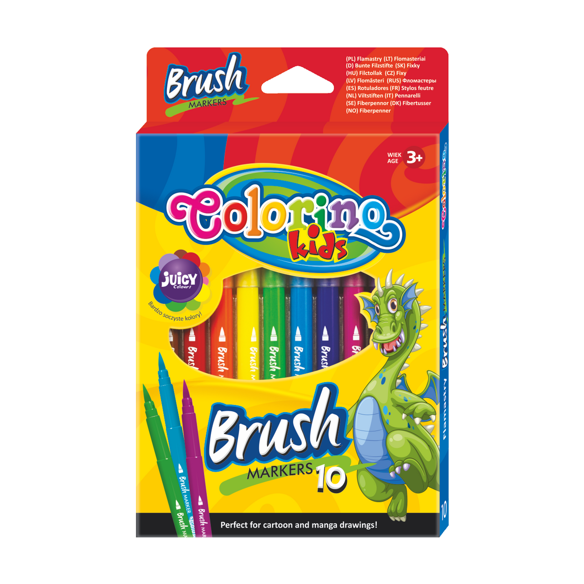 Brush Markers Colorino with Long Brush Tip – 10 Colors