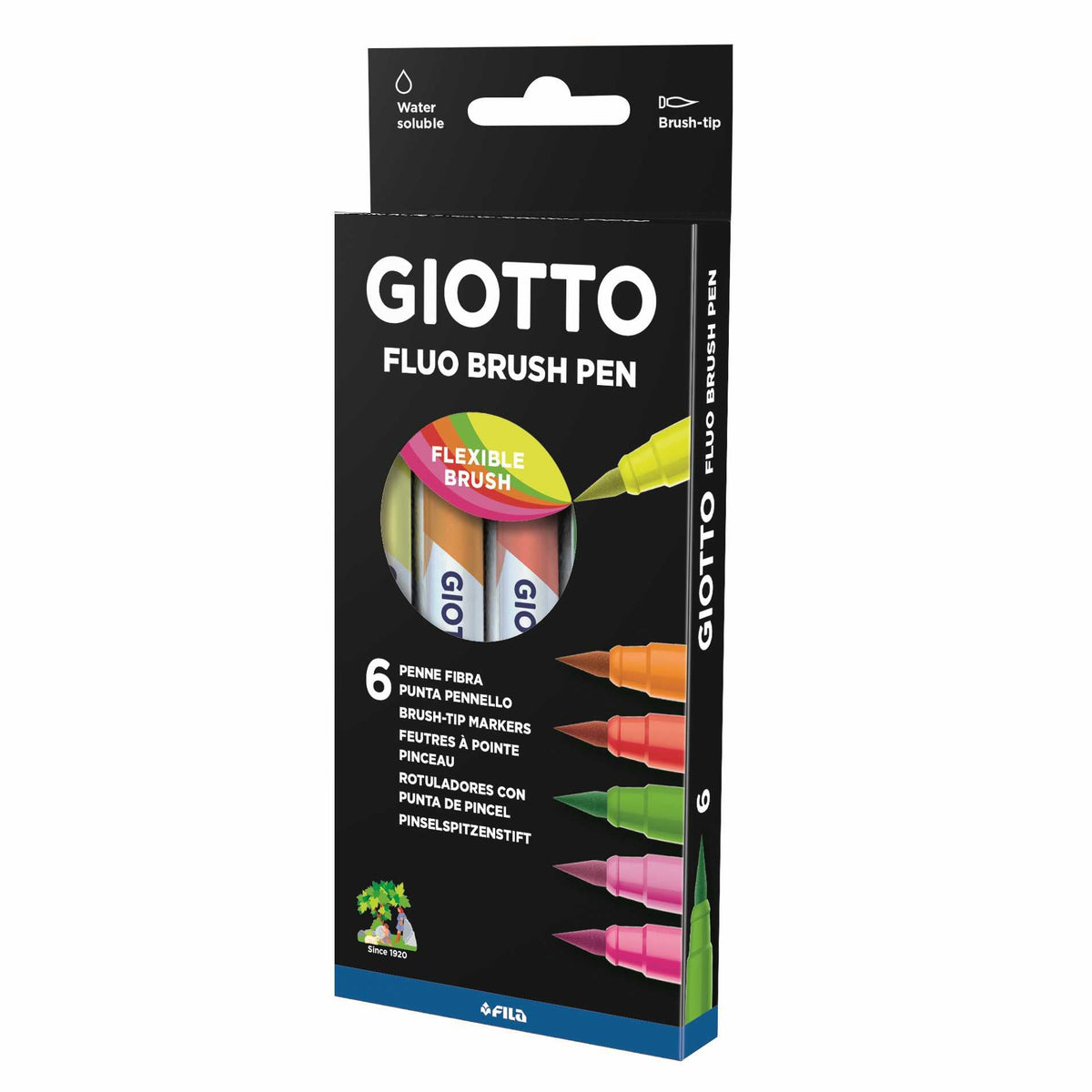 Brush markers GIOTTO Turbo Soft Brush Fluo / set of 6