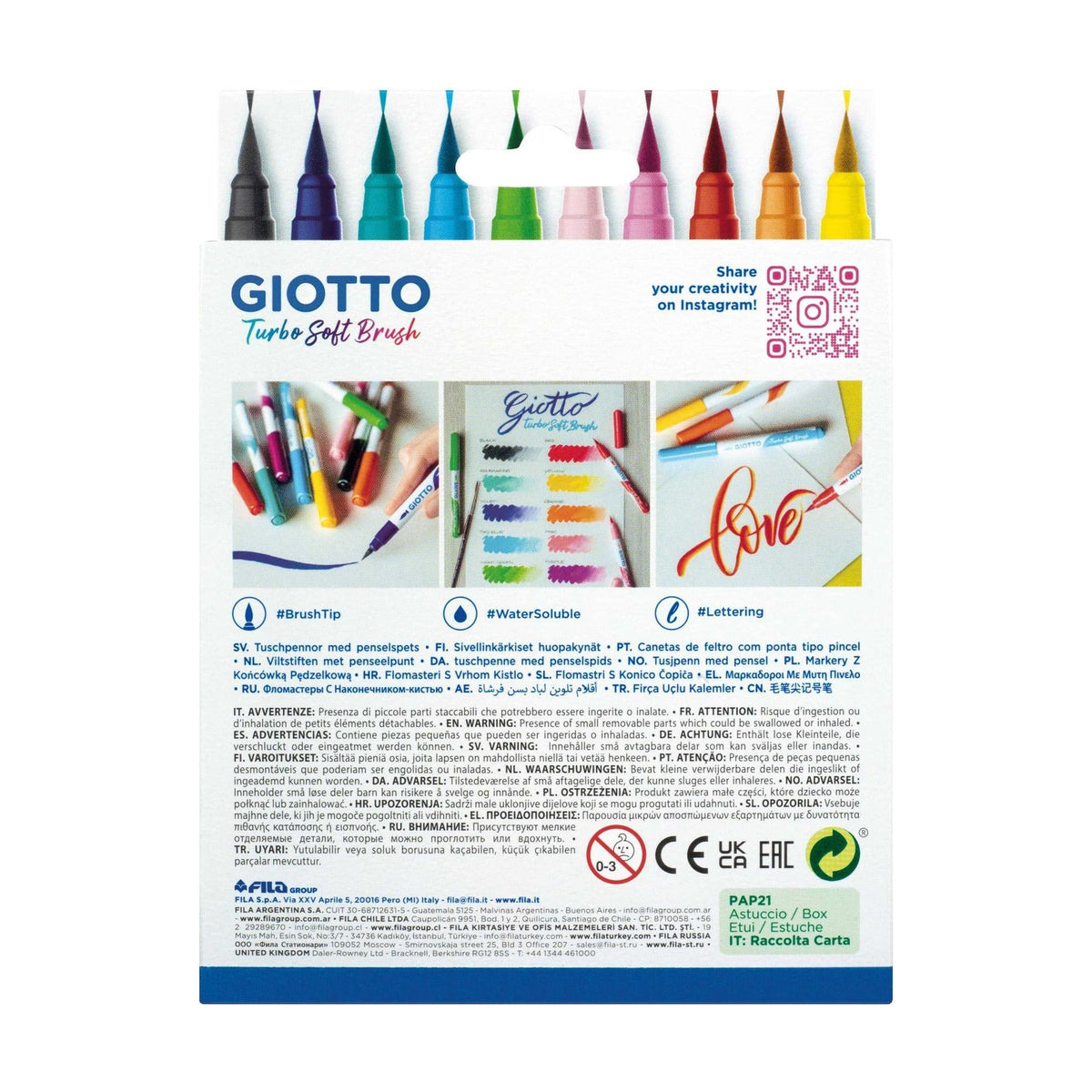 Brush Pens GIOTTO Turbo Soft Brush - 10 pcs