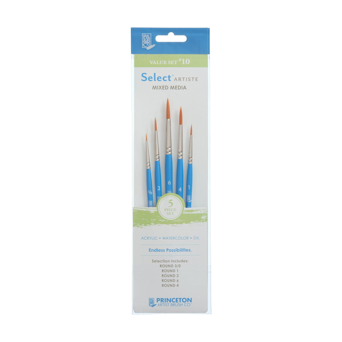 Brush Set PRINCETON Select Synthetic Round - 5-piece set / 3/0, 1, 2, 4, 6