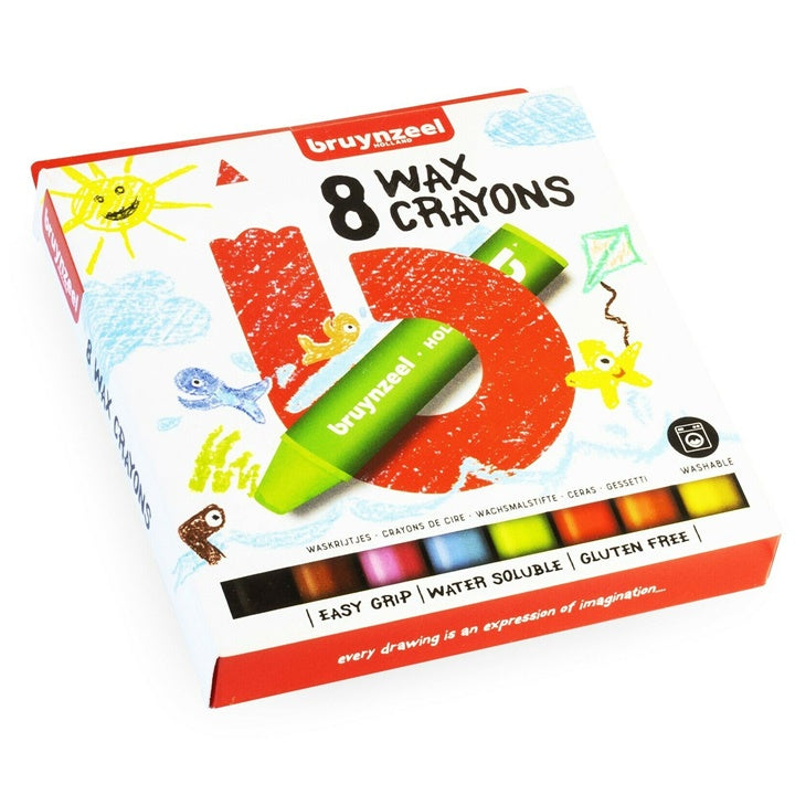 Bruynzeel Holland Thick Colored Wax Crayons for Kids, Set of 8