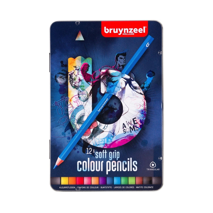 bruynzeel Triangular Colored Pencils in Tin, Set of 12 | various sets — image 1