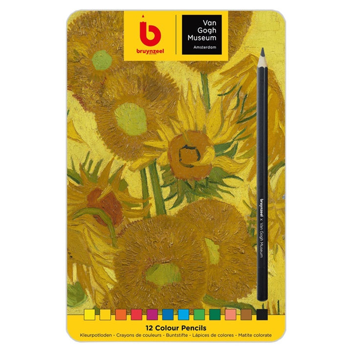 bruynzeel Van Gogh Museum Colored Pencils, Sunflowers, in Tin, Set of 12