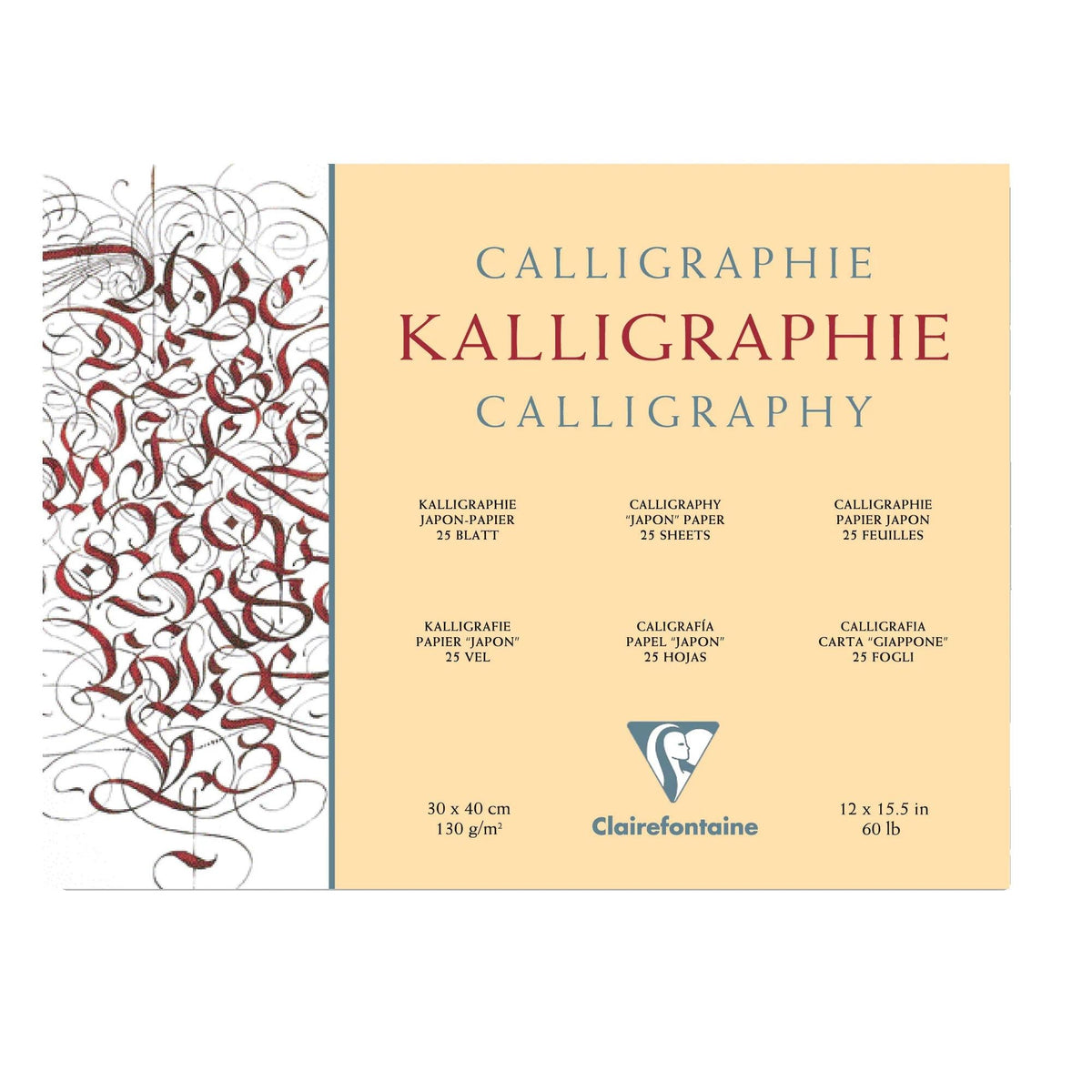 Calligraphy pad CLAIREFONTAINE Ivory 130 g 25 sheets – 24 x 30 cm