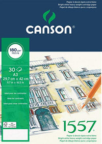 CANSON 1557 Fine-Grain Sketch Pad, 180 g/m², A5, 30 Sheets, Glued