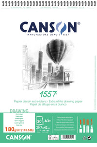 CANSON 1557 Sketch Pad, 180 g/m², A3, 30 Sheets, Fine-Grain