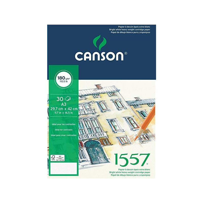CANSON 1557 Sketch Pad Fine Grain 180 g/m² - A5, 30 Sheets, Glued