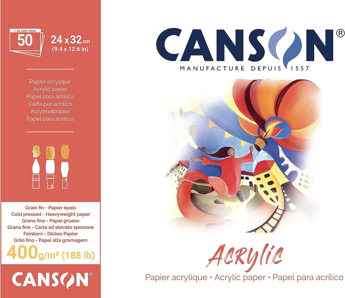 CANSON Acrylic Pad CP Natural White 400 g/m² 24 x 32 cm - 50 sheets